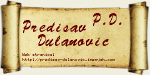 Predisav Dulanović vizit kartica